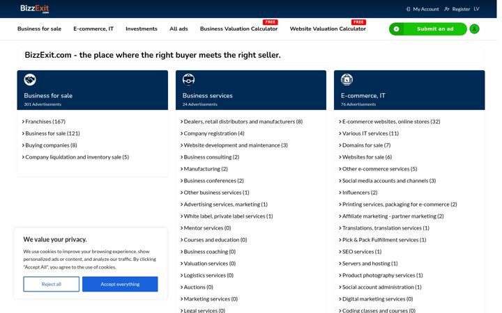 Screenshot of bizzexit.com