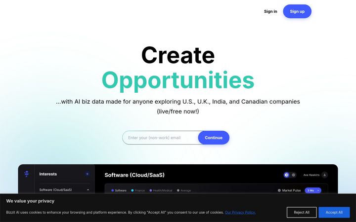 Screenshot of bizzit.ai