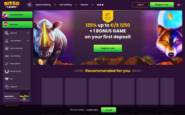 Screenshot of bizzocasino.com