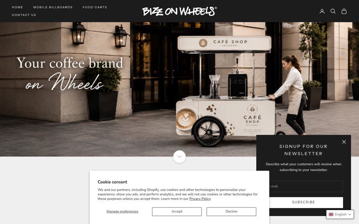 Screenshot of bizzonwheels.com