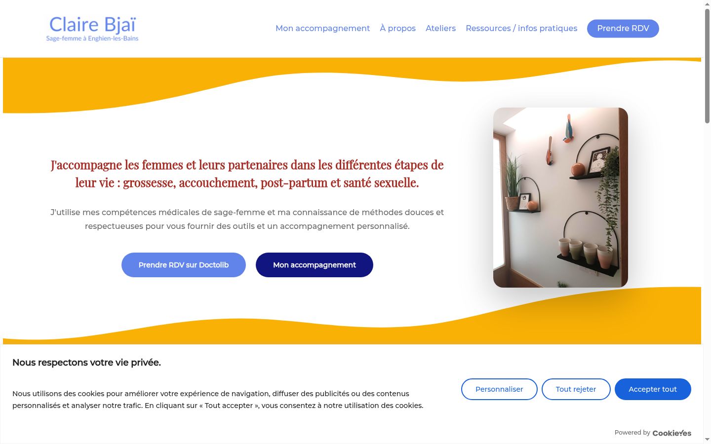 Capture d'écran de la bannière de consentement affichée avant toute interaction