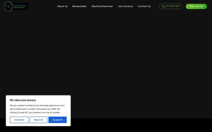 Screenshot of bjcelectrical.com