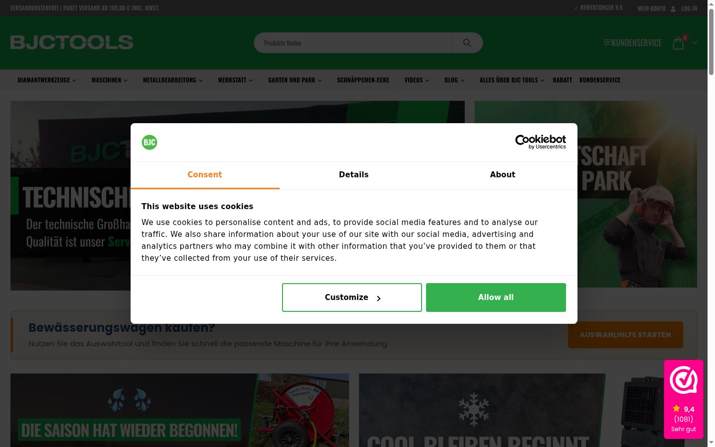 Snímka obrazovky banera súhlasu zobrazeného pred akoukoľvek interakciou