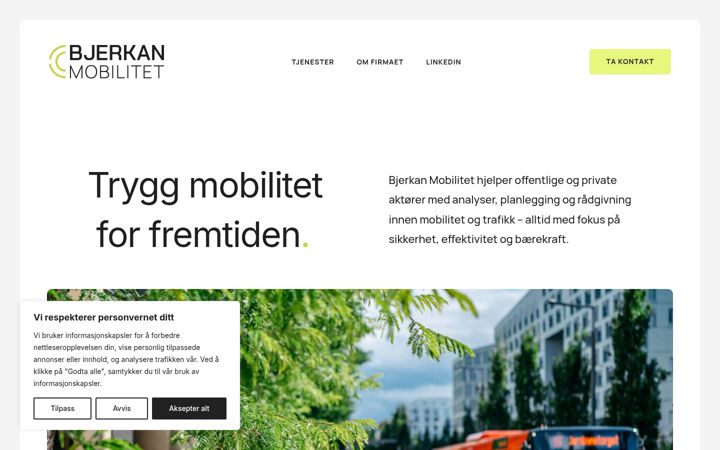 Screenshot of bjerkanmobilitet.no