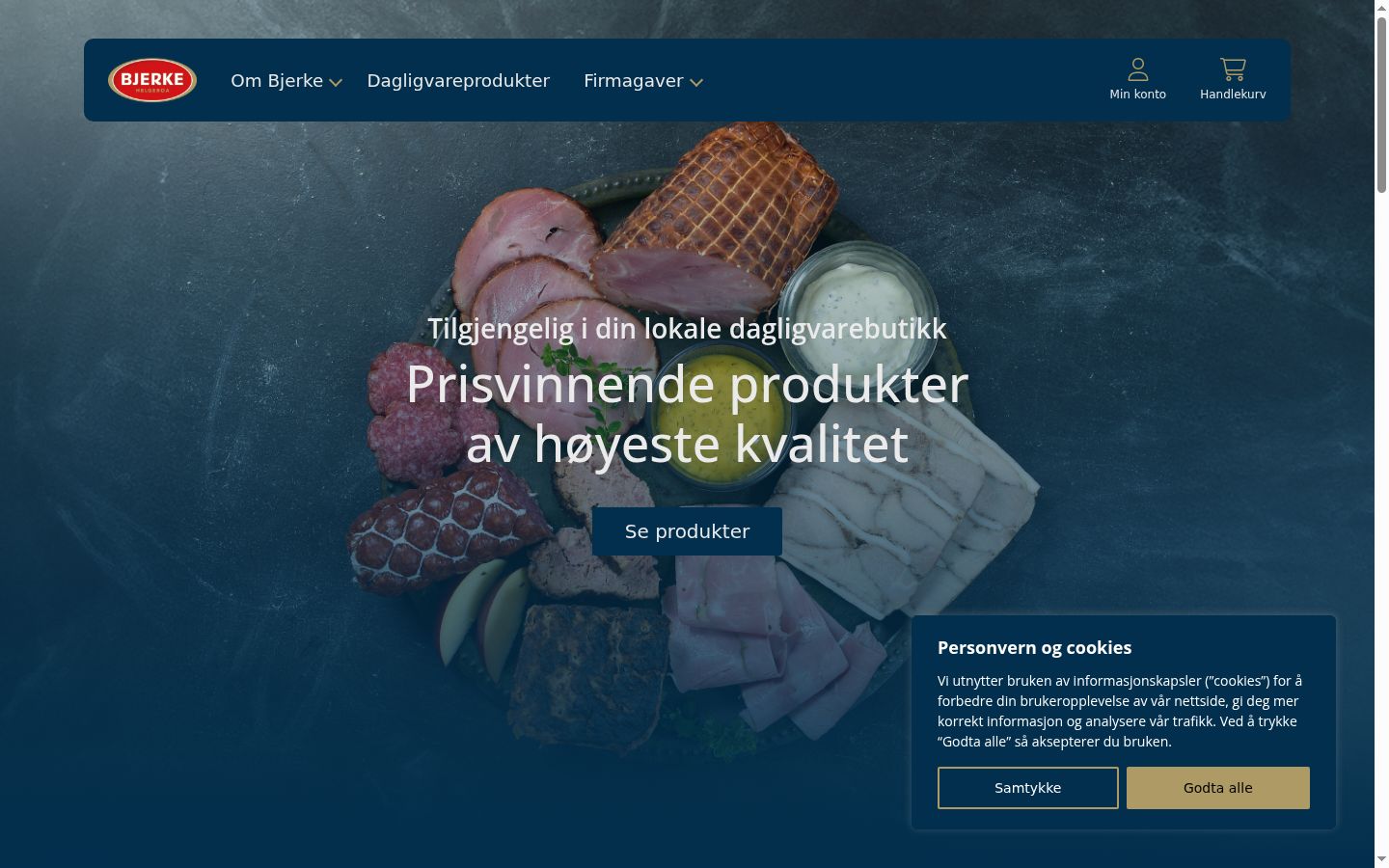 Skærmbillede af samtykkebanneret, som det blev vist før nogen interaktion