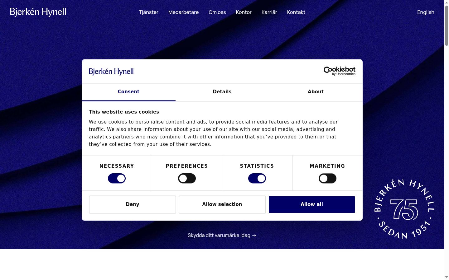 Screenshot del banner di consenso mostrato prima di qualsiasi interazione