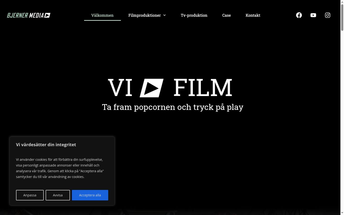 Skærmbillede af samtykkebanneret, som det blev vist før nogen interaktion