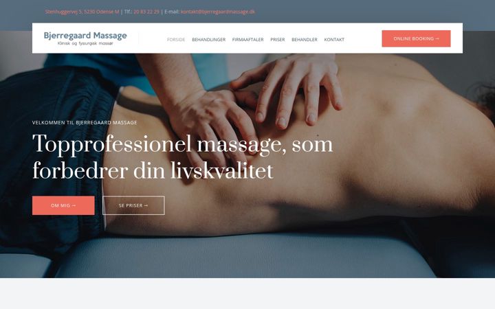 Screenshot of bjerregaardmassage.dk