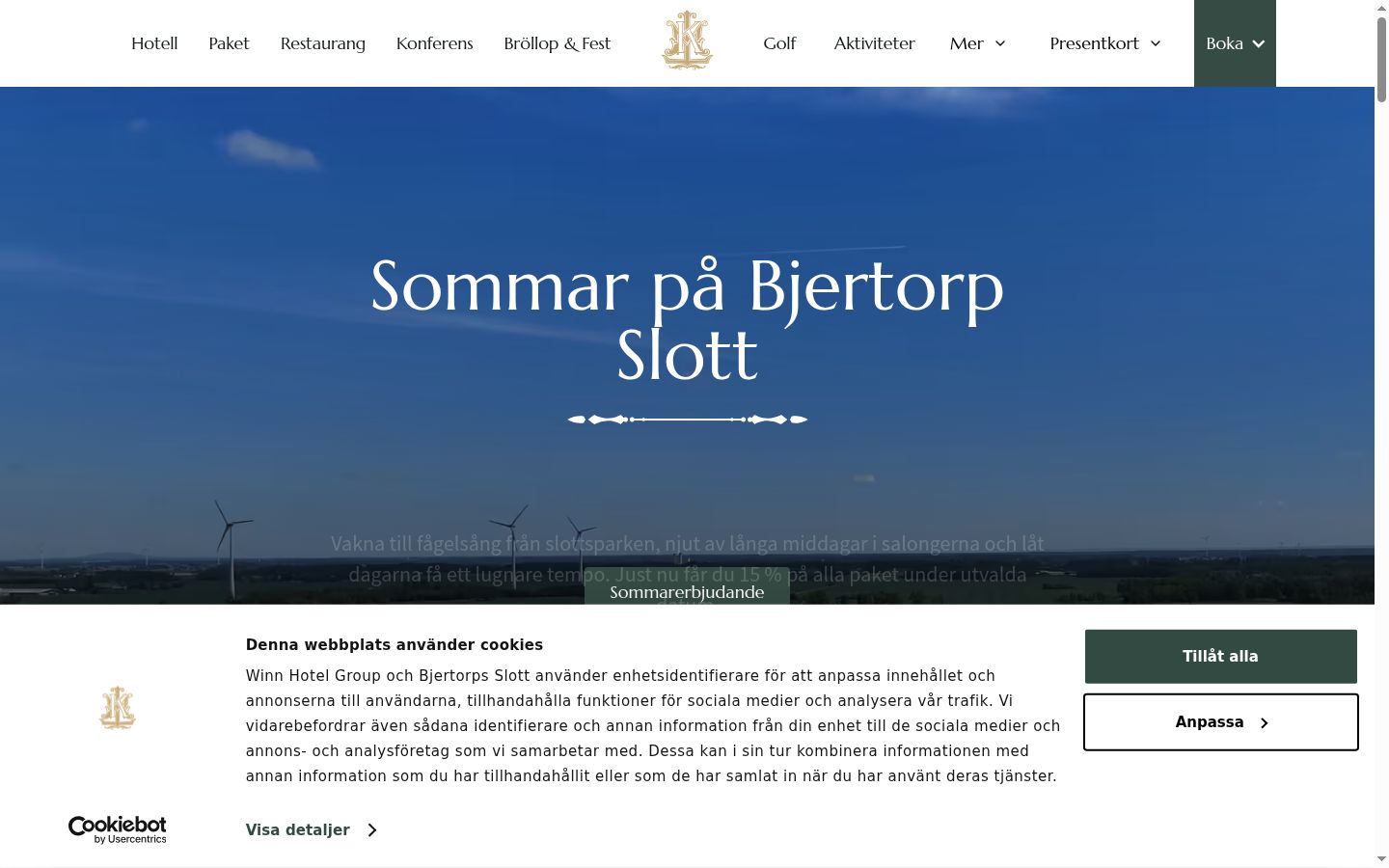 Skærmbillede af samtykkebanneret, som det blev vist før nogen interaktion