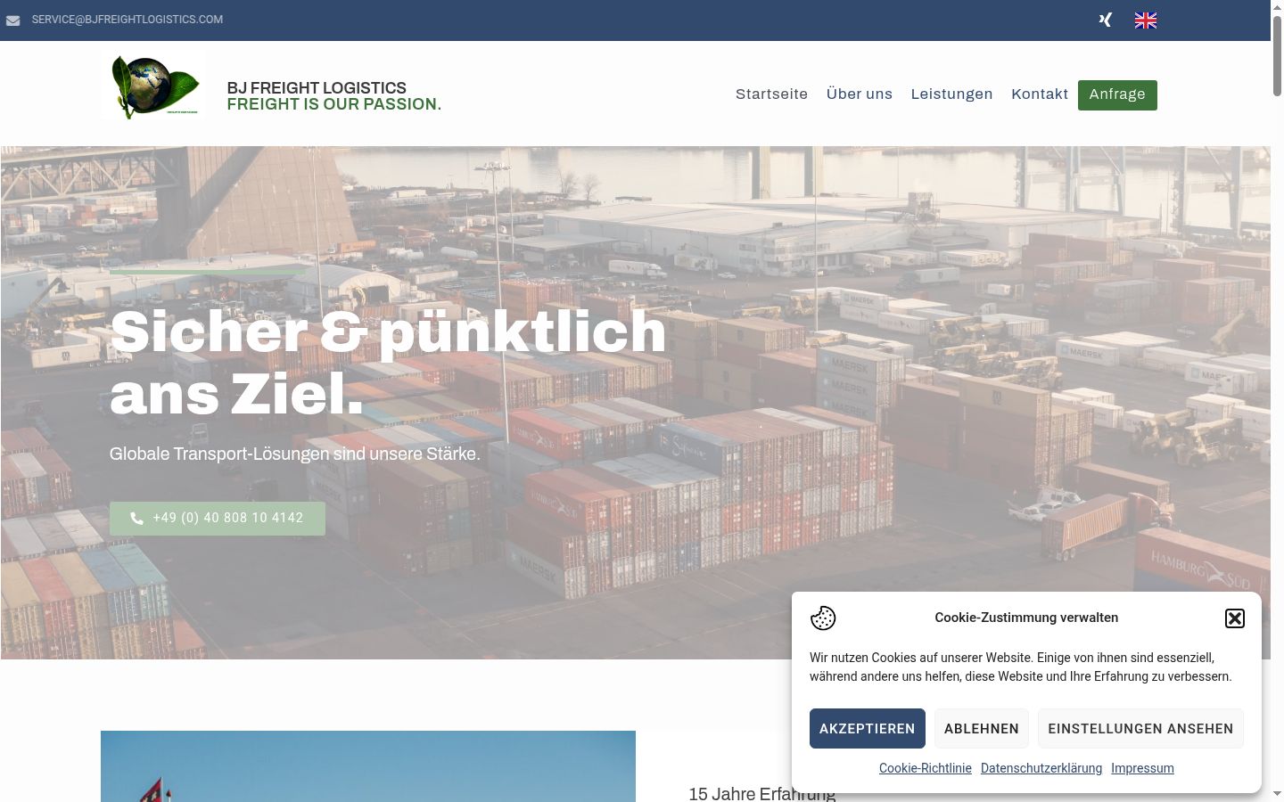 Screenshot des Einwilligungsbanners vor jeglicher Interaktion