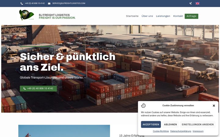 Screenshot of bjfreightlogistics.com