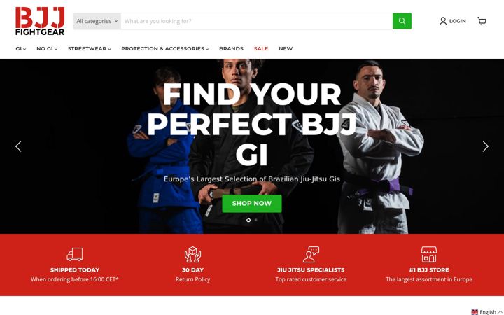 Screenshot of bjjfightgear.com
