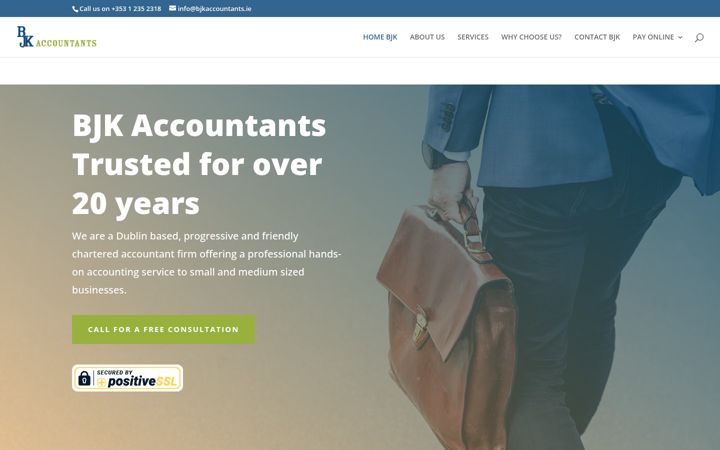 Capture d'écran de bjkaccountants.ie