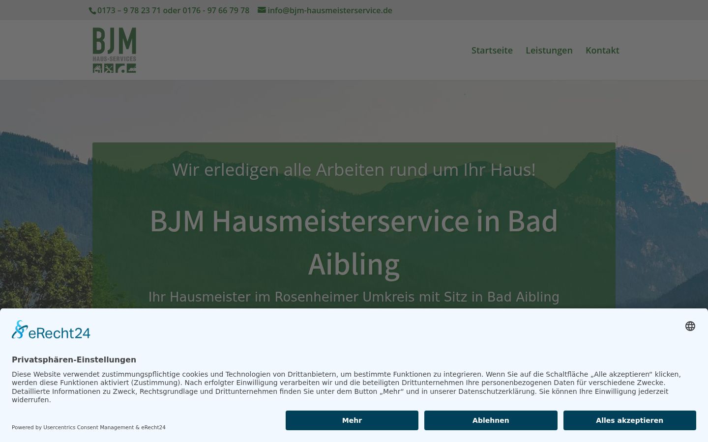 Screenshot des Einwilligungsbanners vor jeglicher Interaktion