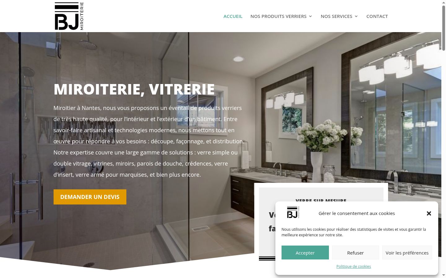 Capture d'écran de la bannière de consentement affichée avant toute interaction