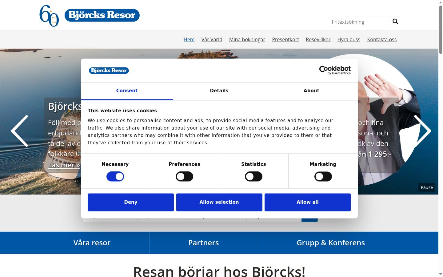 Screenshot of the consent banner shown before any interaction