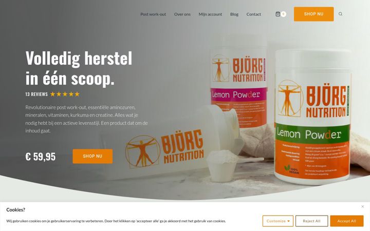 Snímek obrazovky bjorgnutrition.nl