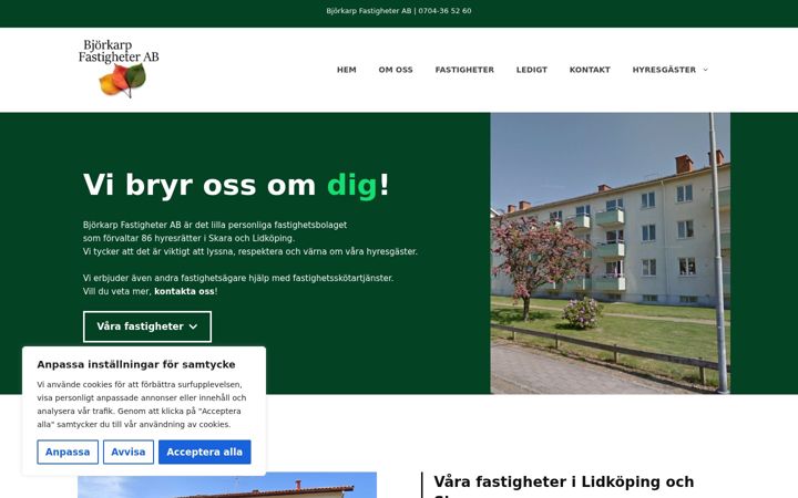 Snímek obrazovky bjorkarpfastigheter.se