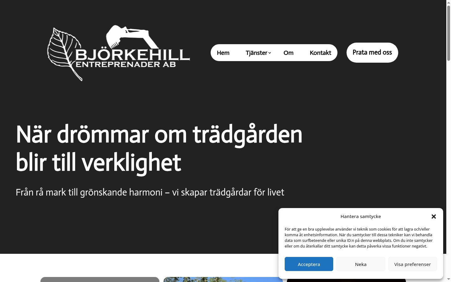 Skärmbild av samtyckesbannern som visades före någon interaktion