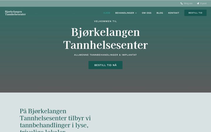 Snímek obrazovky bjorkelangen-tannhelsesenter.no