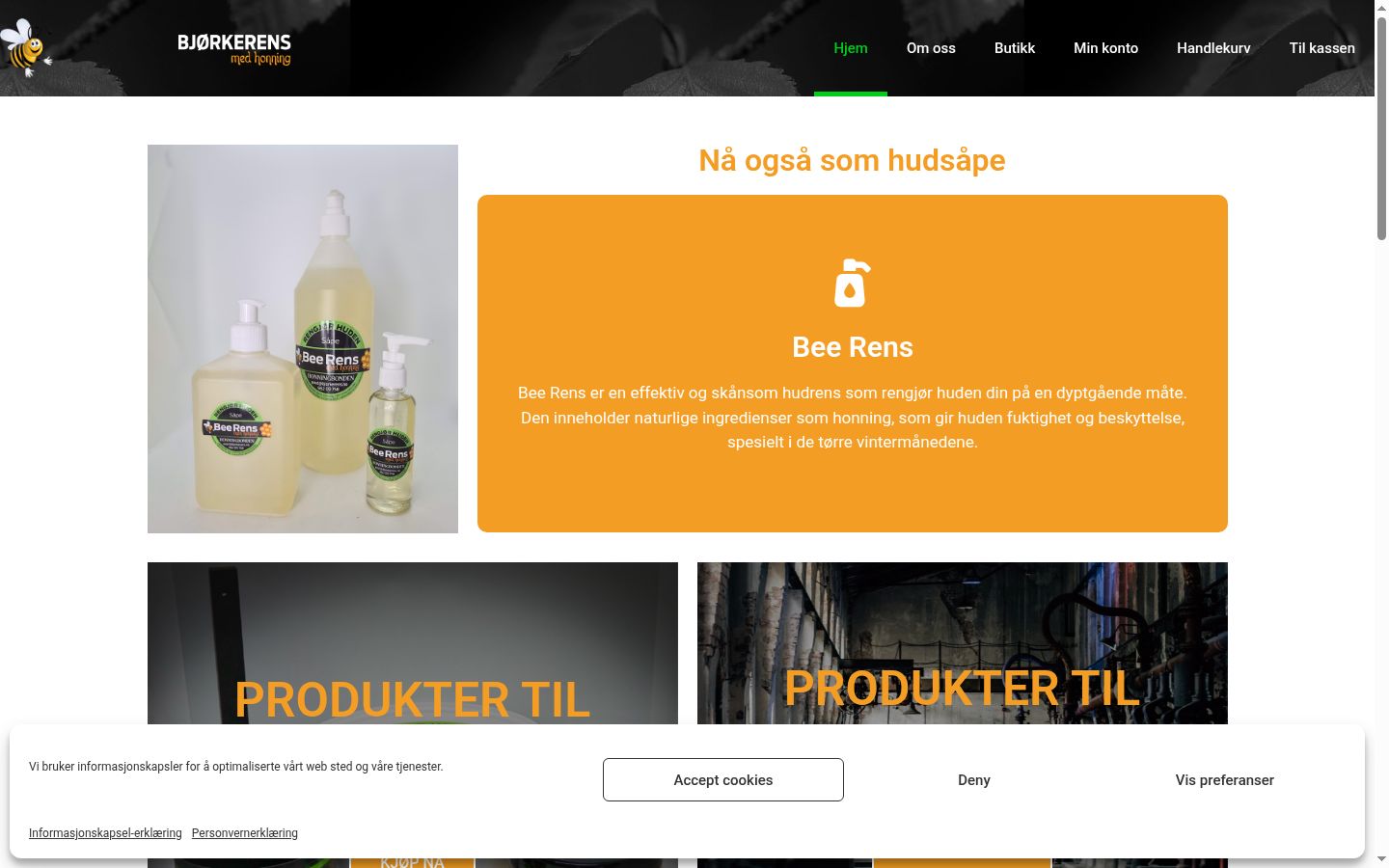 Skärmbild av samtyckesbannern som visades före någon interaktion