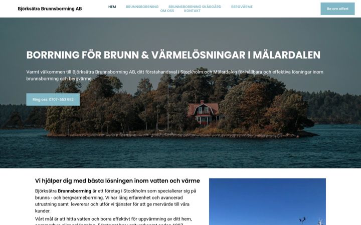 Екранна снимка на bjorksatrabrunnsborrning.se