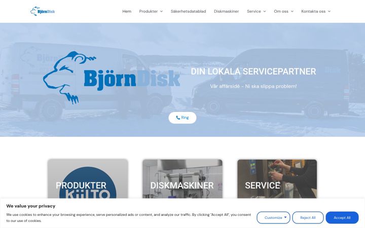 Kuvakaappaus sivustosta bjorndisk.se