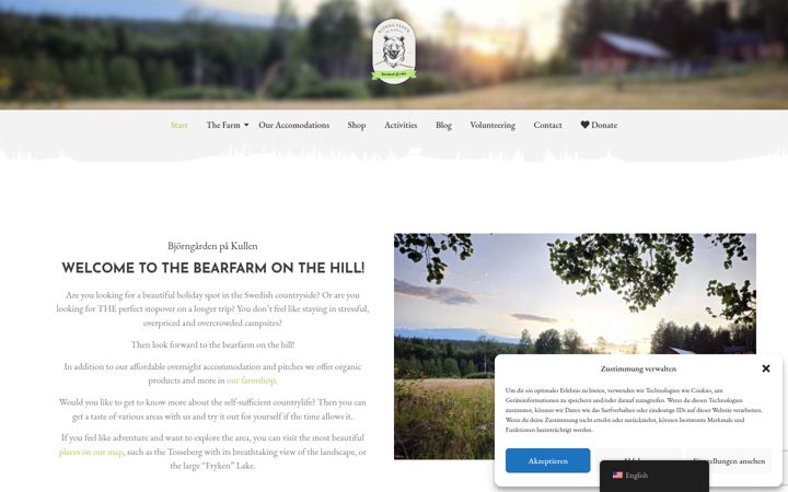 Kuvakaappaus sivustosta bjorngarden.se