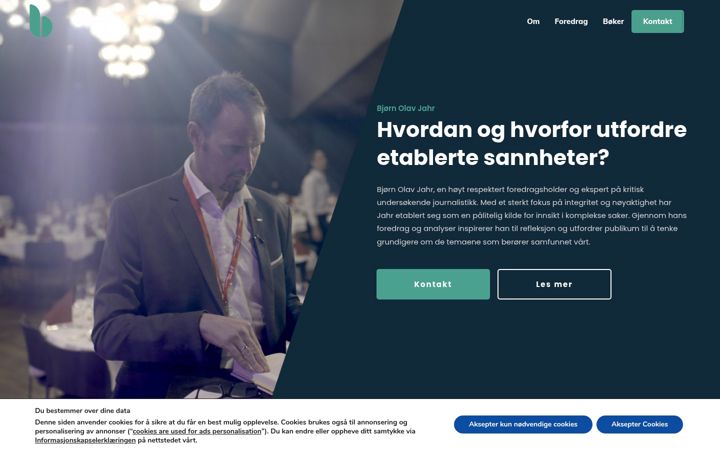 Kuvakaappaus sivustosta bjornolavjahr.no