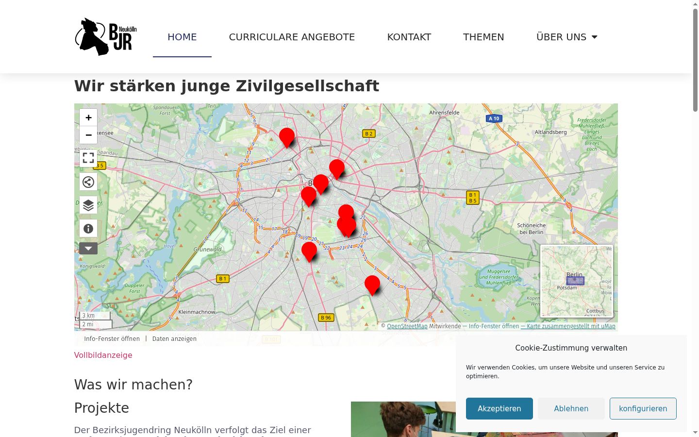 Screenshot des Einwilligungsbanners vor jeglicher Interaktion