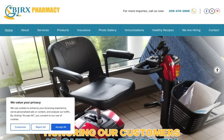 Capture d'écran de bjrxpharmacy.com