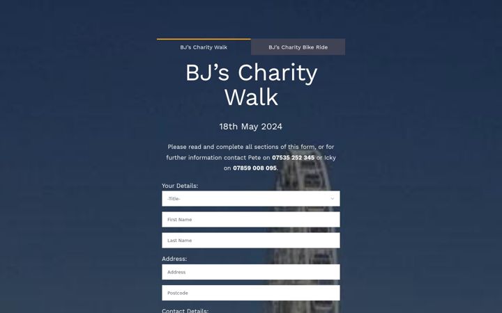 Screenshot of bjscharitybikeride.co.uk