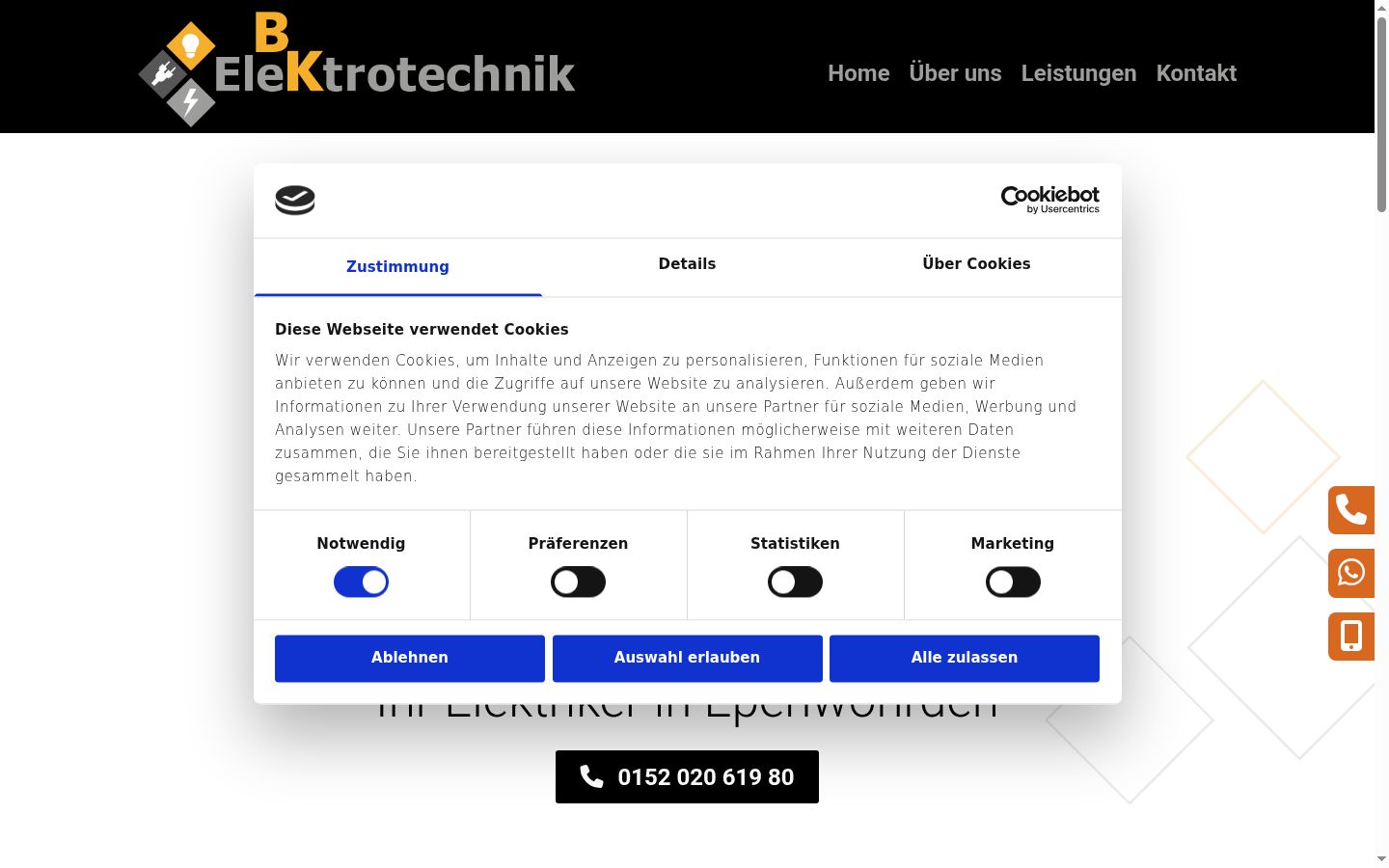 Screenshot of the consent banner shown before any interaction