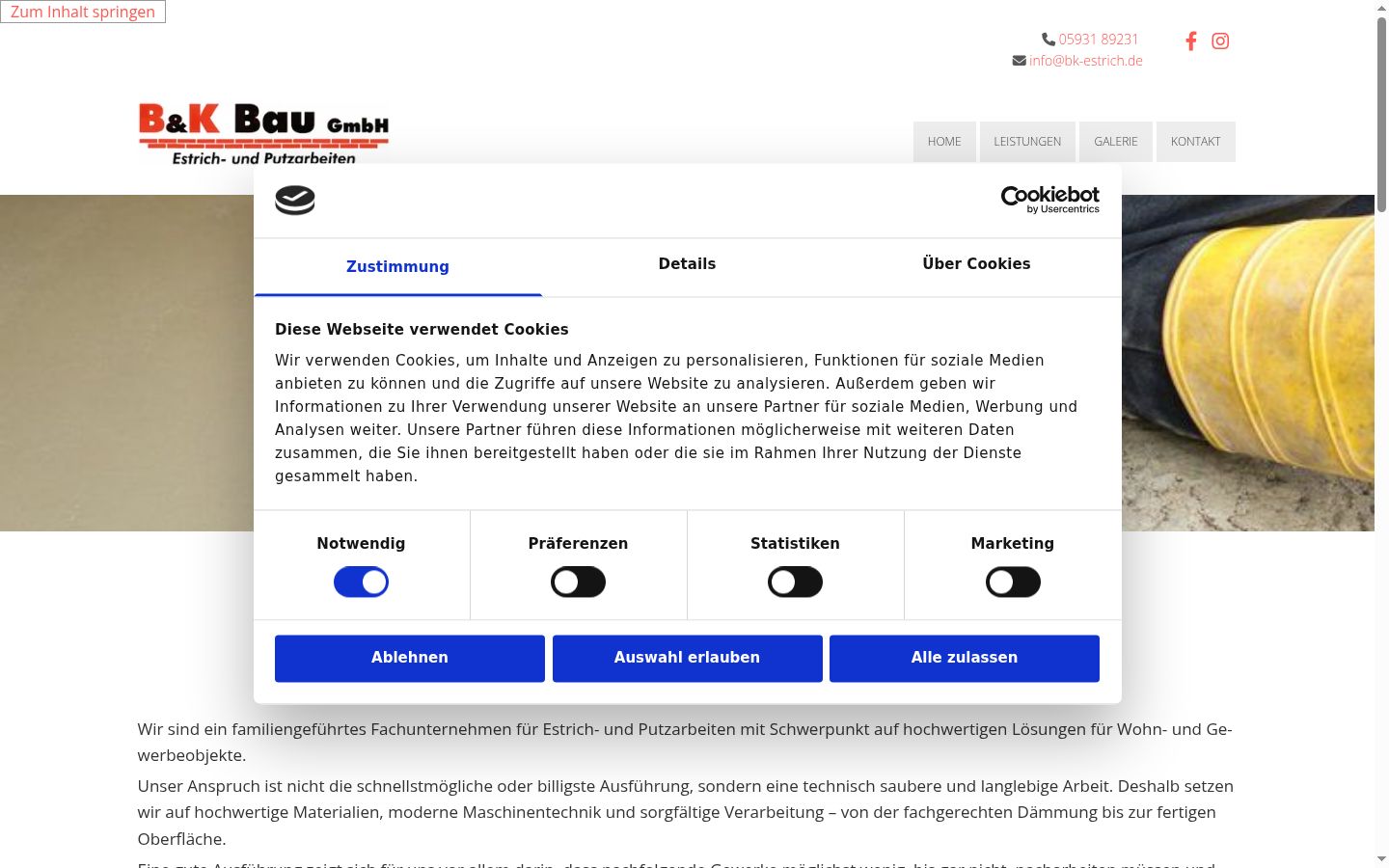 Screenshot of the consent banner shown before any interaction