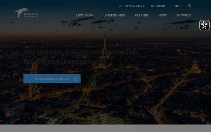 Screenshot van bk-group.eu