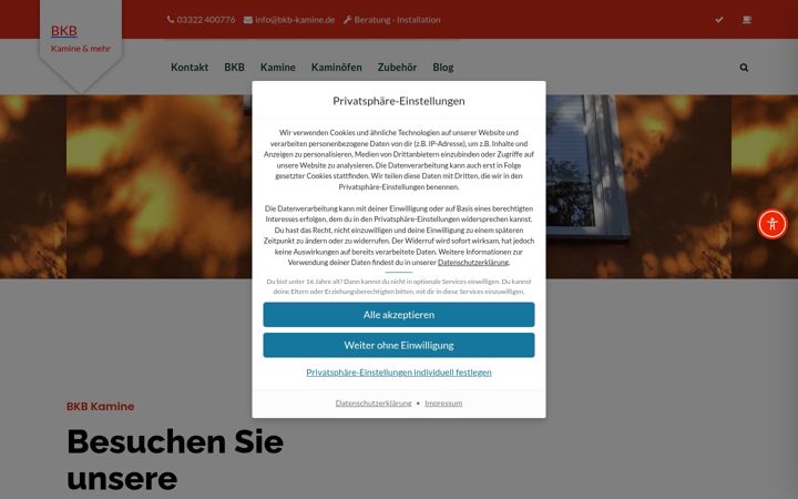 Screenshot of bkb-kamine.de