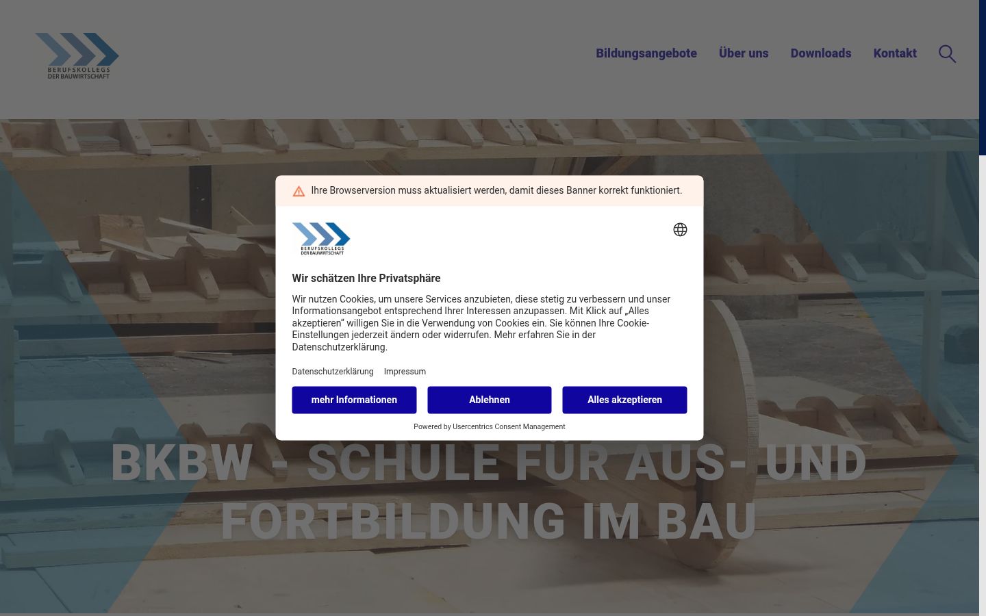 Screenshot of the consent banner shown before any interaction