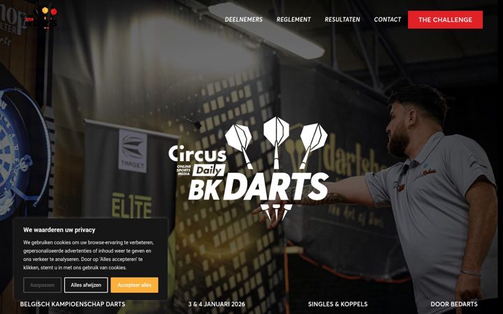 Capture d'écran de bkdarts.be