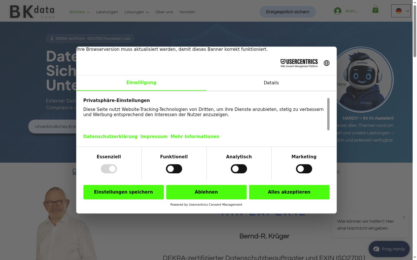 Screenshot tal-banner tal-kunsens muri qabel kwalunkwe interazzjoni