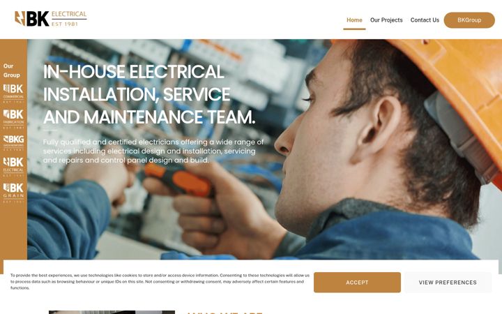 Screenshot of bkelectric.co.uk