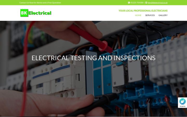 Screenshot of bkelectrical.co.uk