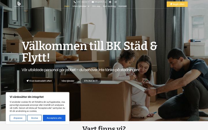 Screenshot stránky bkflytt.se