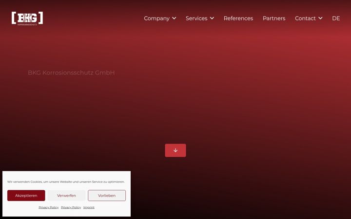Screenshot stránky bkg-korrosionsschutz.de