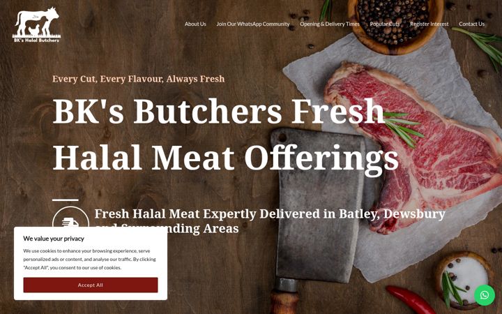 Screenshot of bkhalalbutchers.co.uk