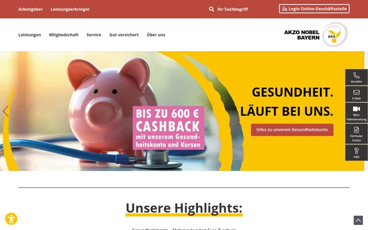 Screenshot of bkk-akzo.de