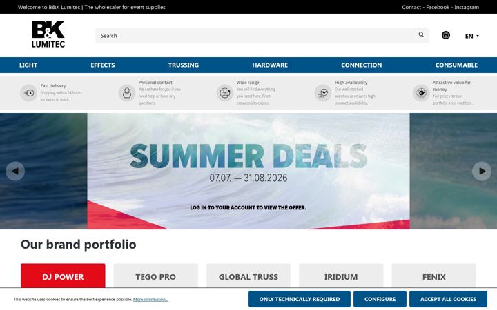 Screenshot of bklumitec.com
