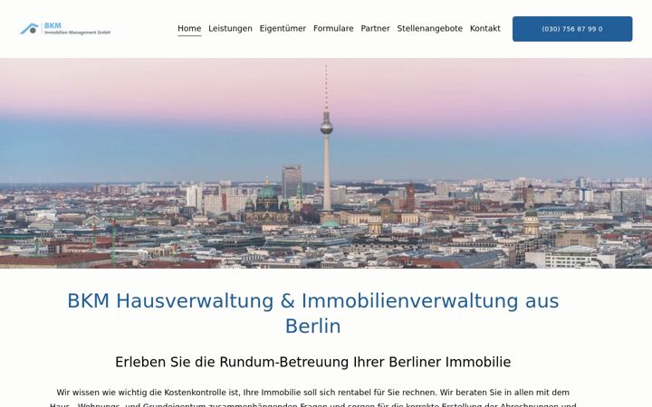 Screenshot of bkm-immoservice.de