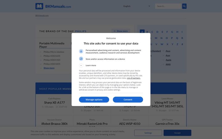 Screenshot of bkmanuals.com