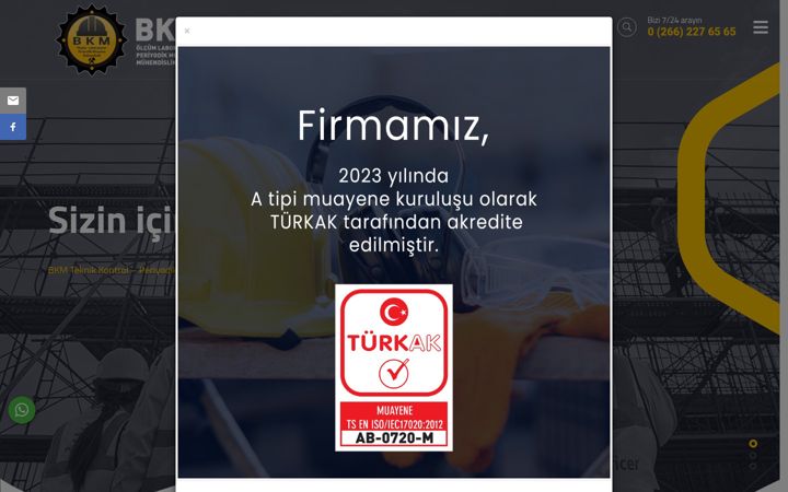 Screenshot of bkmteknikkontrol.com