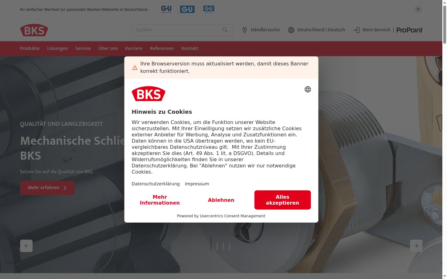 Screenshot of the consent banner shown before any interaction
